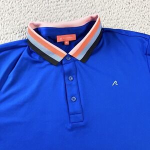 REDVANLY‎ Polo Shirt Mens XL Blue Short Sleeve Golf Performance Stretch
